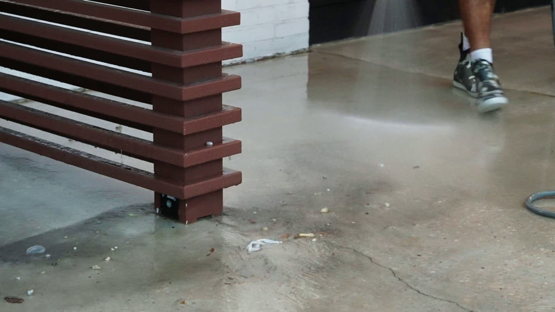 A covered commercial concrete pad being washed down in Charleston, SC